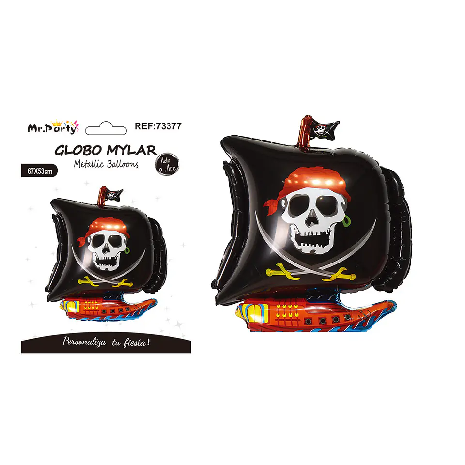 Globo metálico barco pirata negro 67*53cm 1