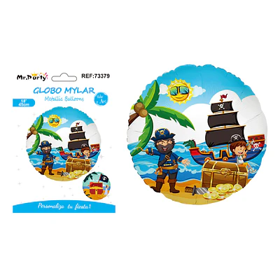 Globo metálico tesoro pirata redondo 45cm