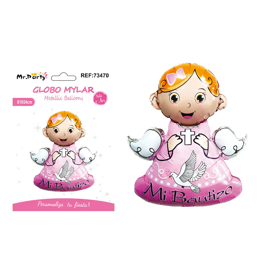 Globo metálico bautizo niña 81*64cm 1