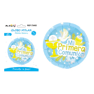 Globo metálico redondo de paloma azul 45cm