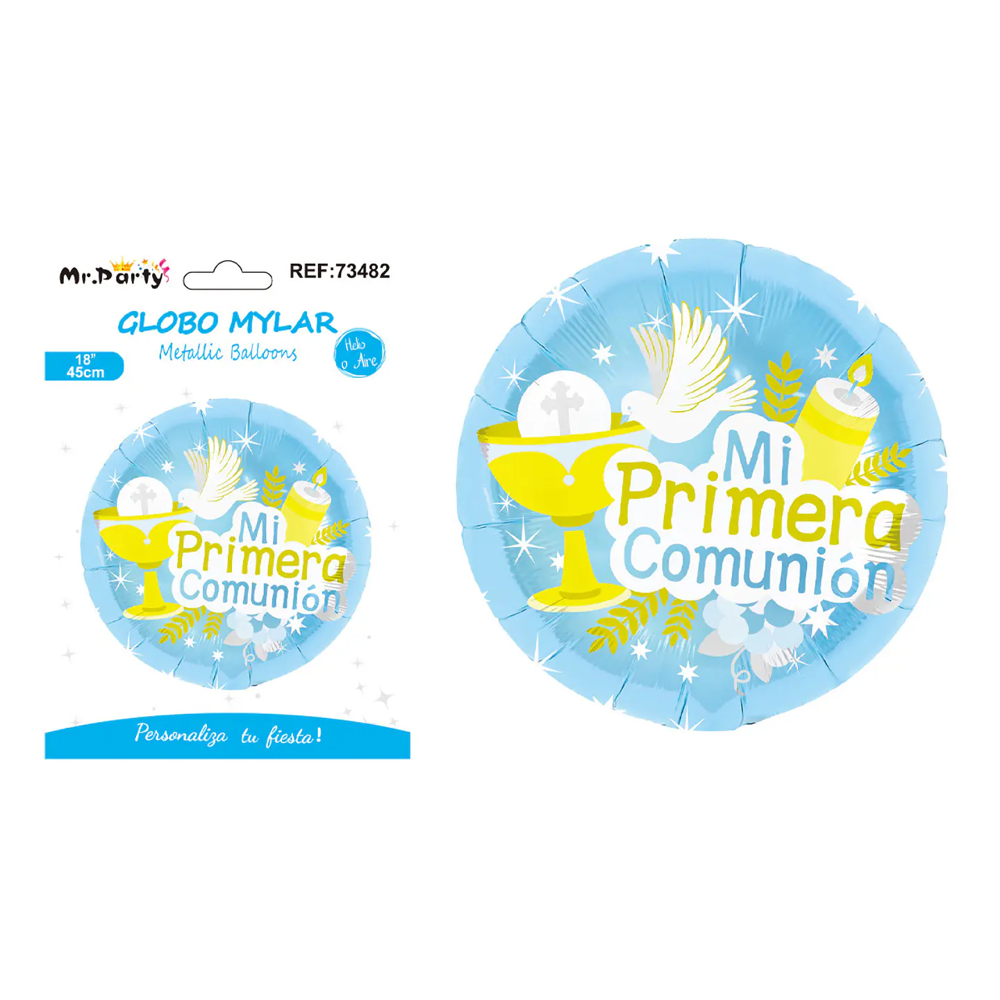 Globo metálico redondo de paloma azul 45cm 1
