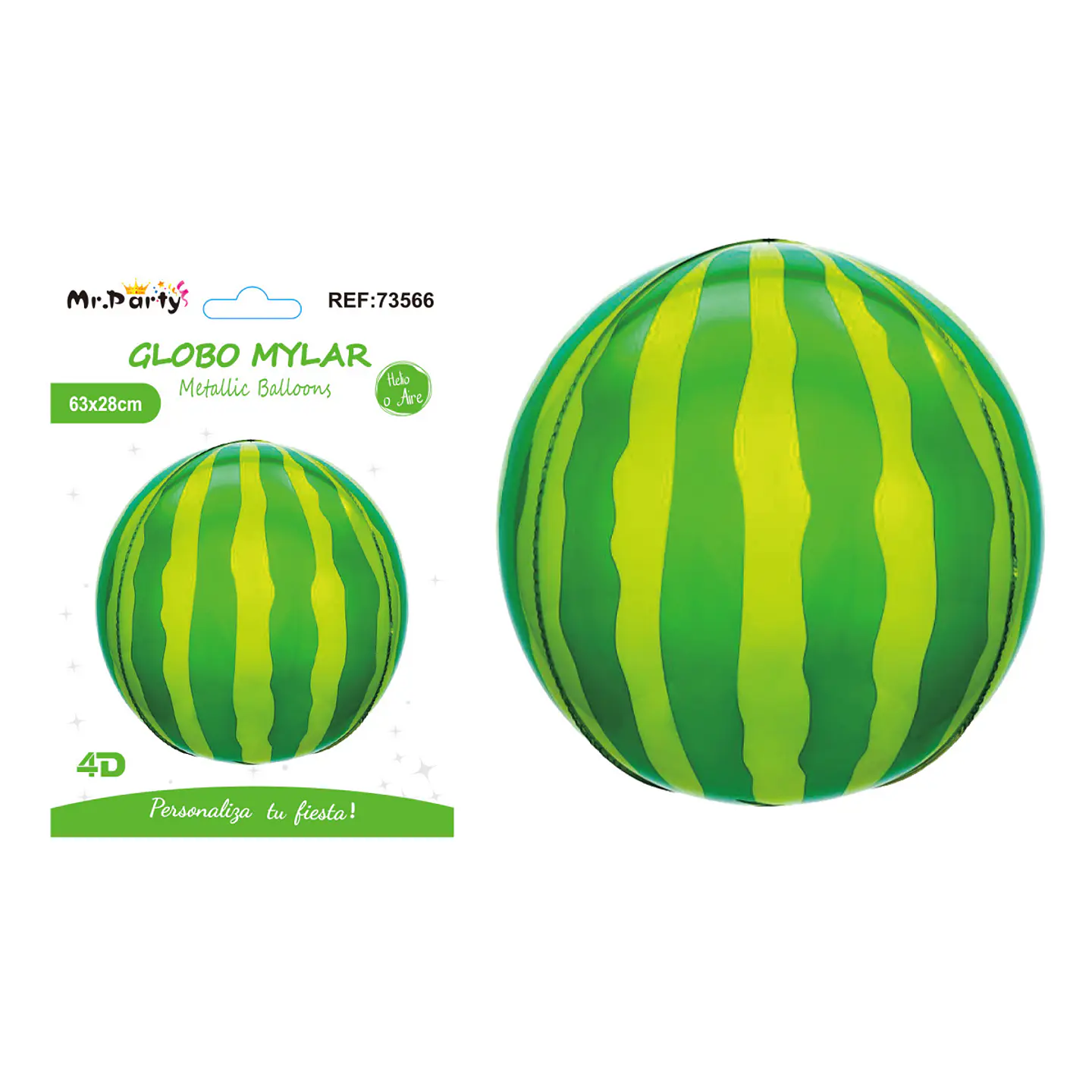 Globo metálico esfera 4D sandía 22 pulgadas 1