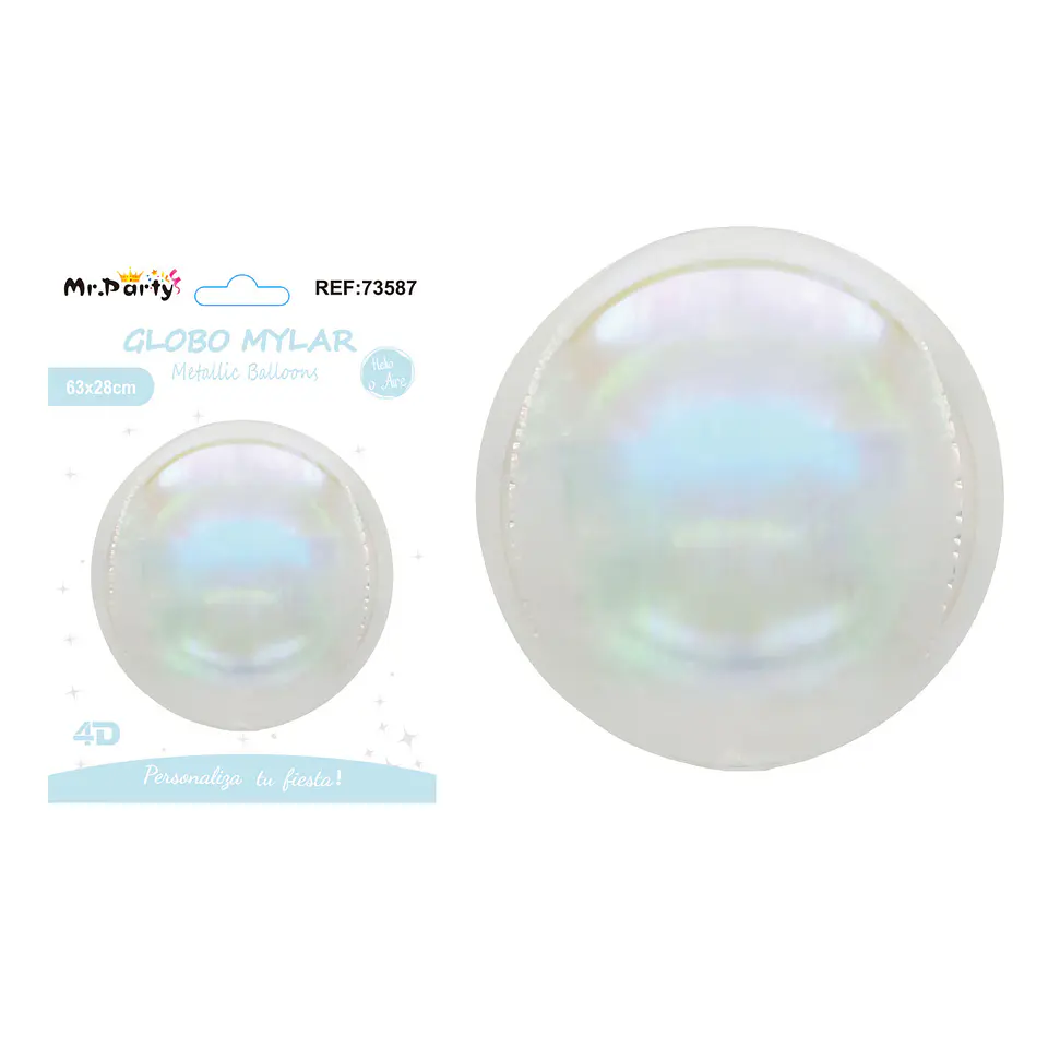 Globo metálico esfera 4D blanco 22 pulgadas 1