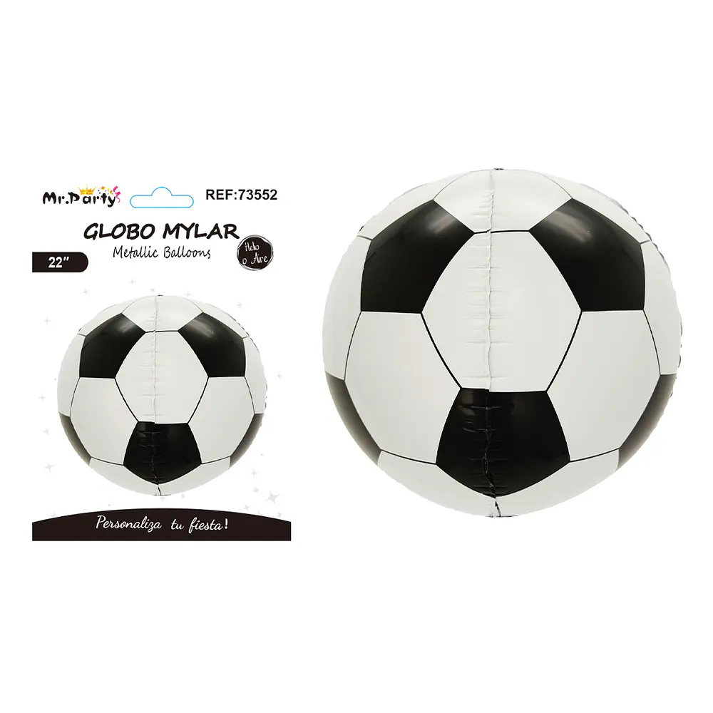 Globo metálico esfera 4D fútbol negro y blanco 22 pulgadas