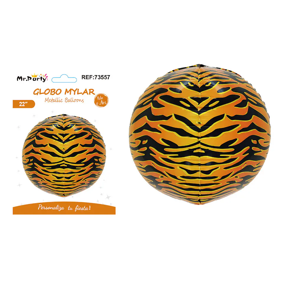 Globo metálico esfera 4D tigre 22 pulgadas 1