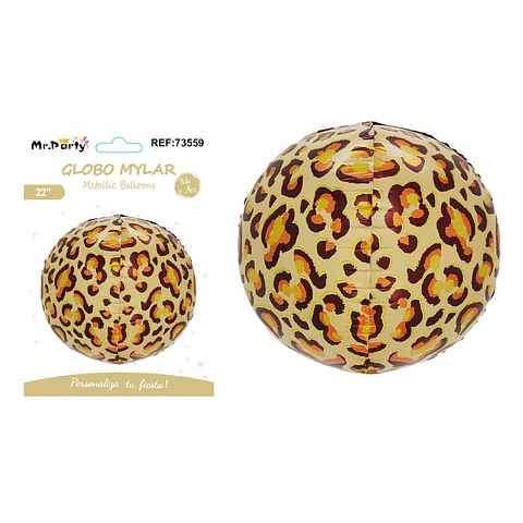 Globo metálico esfera 4D leopardo 22 pulgadas