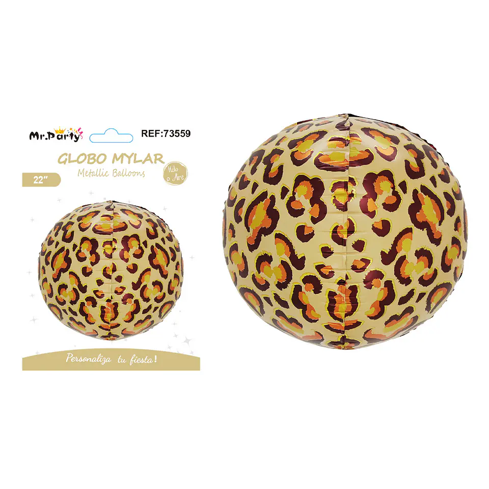 Globo metálico esfera 4D leopardo 22 pulgadas 1