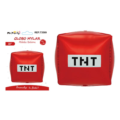 Globo metálico esfera 4D cuadrado Minecraft 22 pulgadas