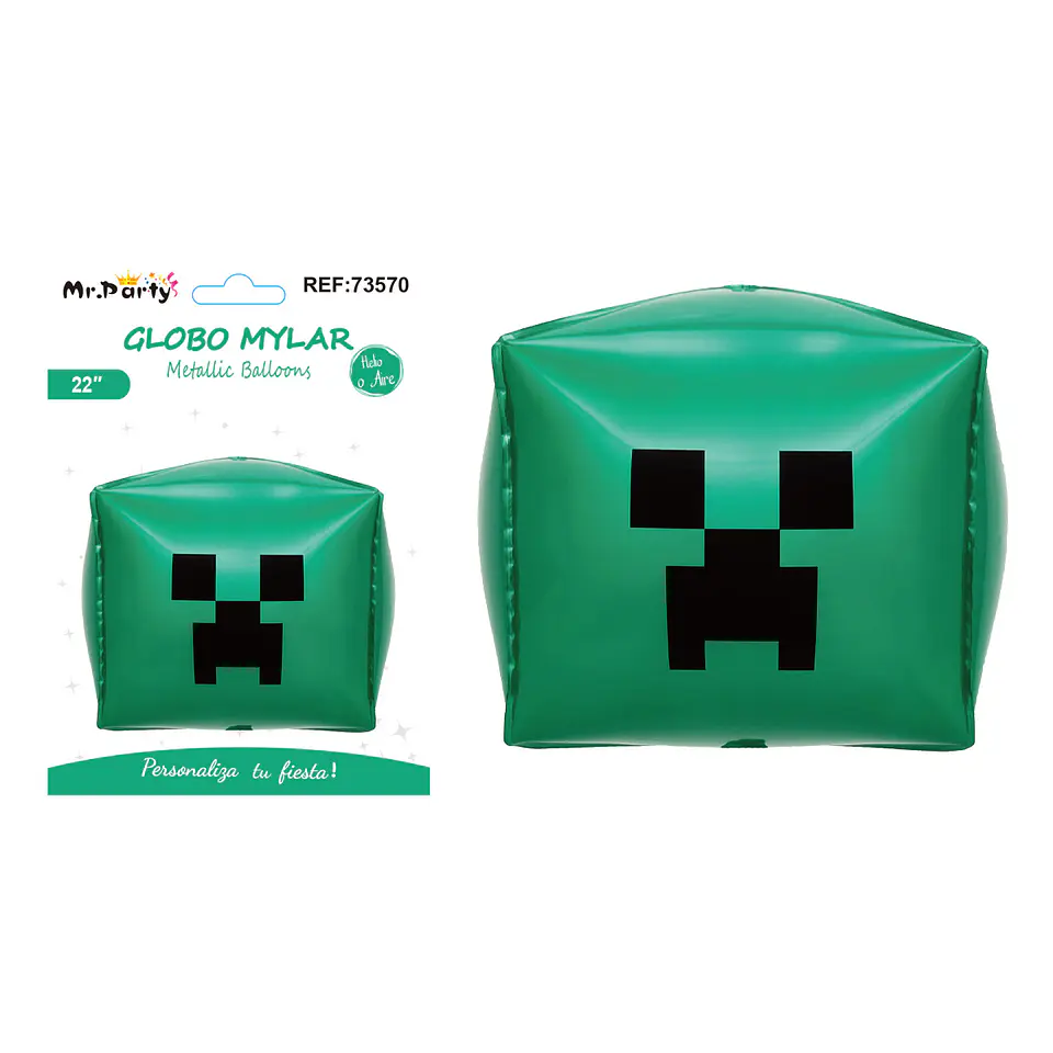Globo metálico esfera 4D cuadrado Minecraft pixel 22 pulgadas 1
