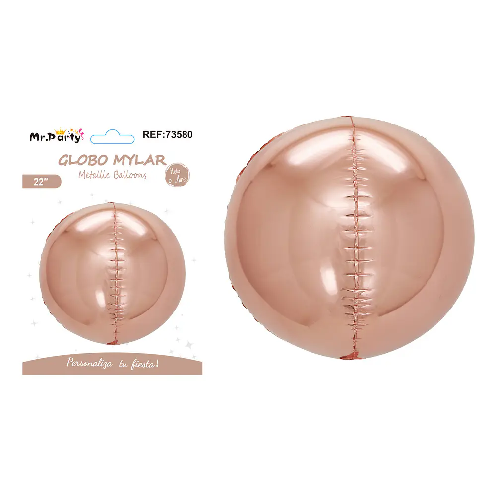 Globo metálico esfera 4D rosa dorado 22 pulgadas