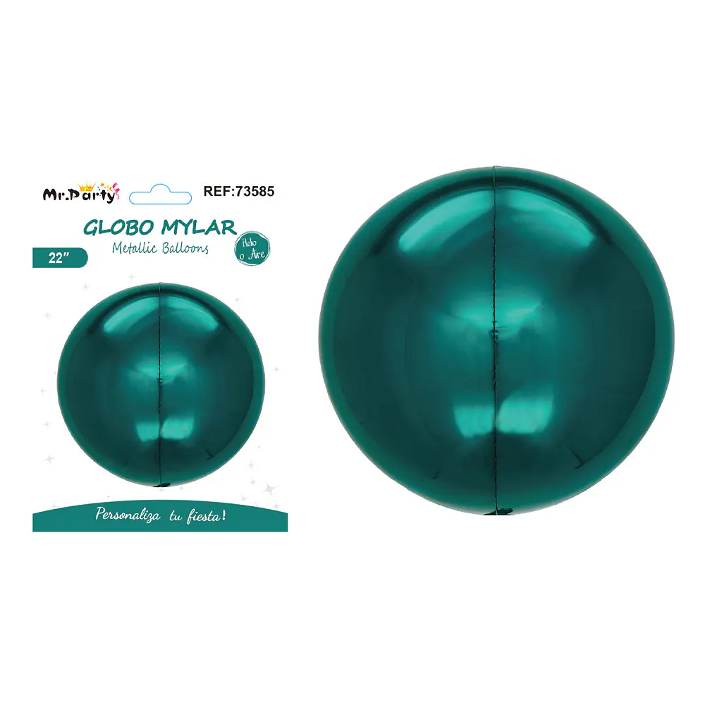 Globo metálico esfera 4D verde oscuro 22 pulgadas