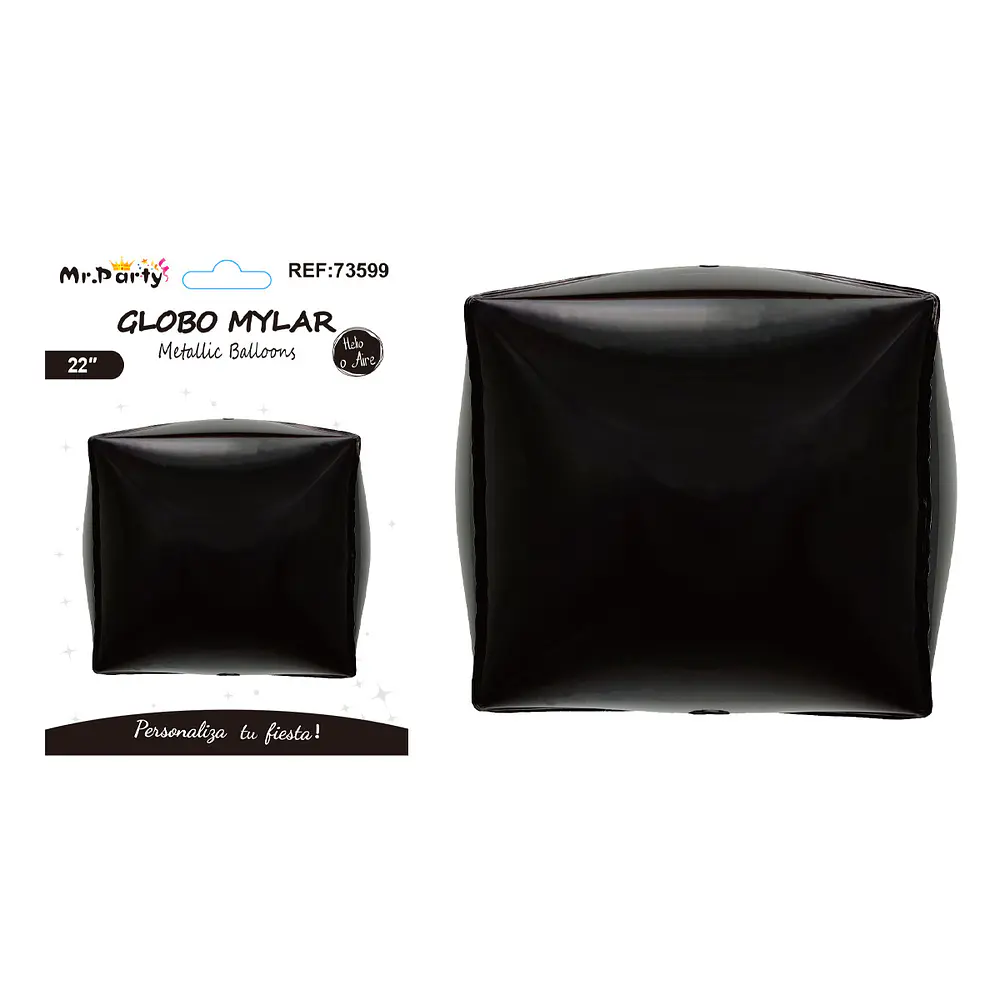Globo metálico esfera 4D cuadrado negro 22 pulgadas