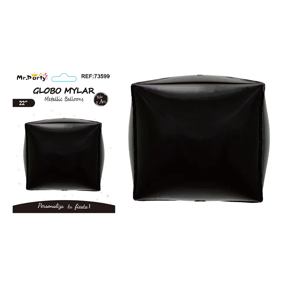 Globo metálico esfera 4D cuadrado negro 22 pulgadas 1
