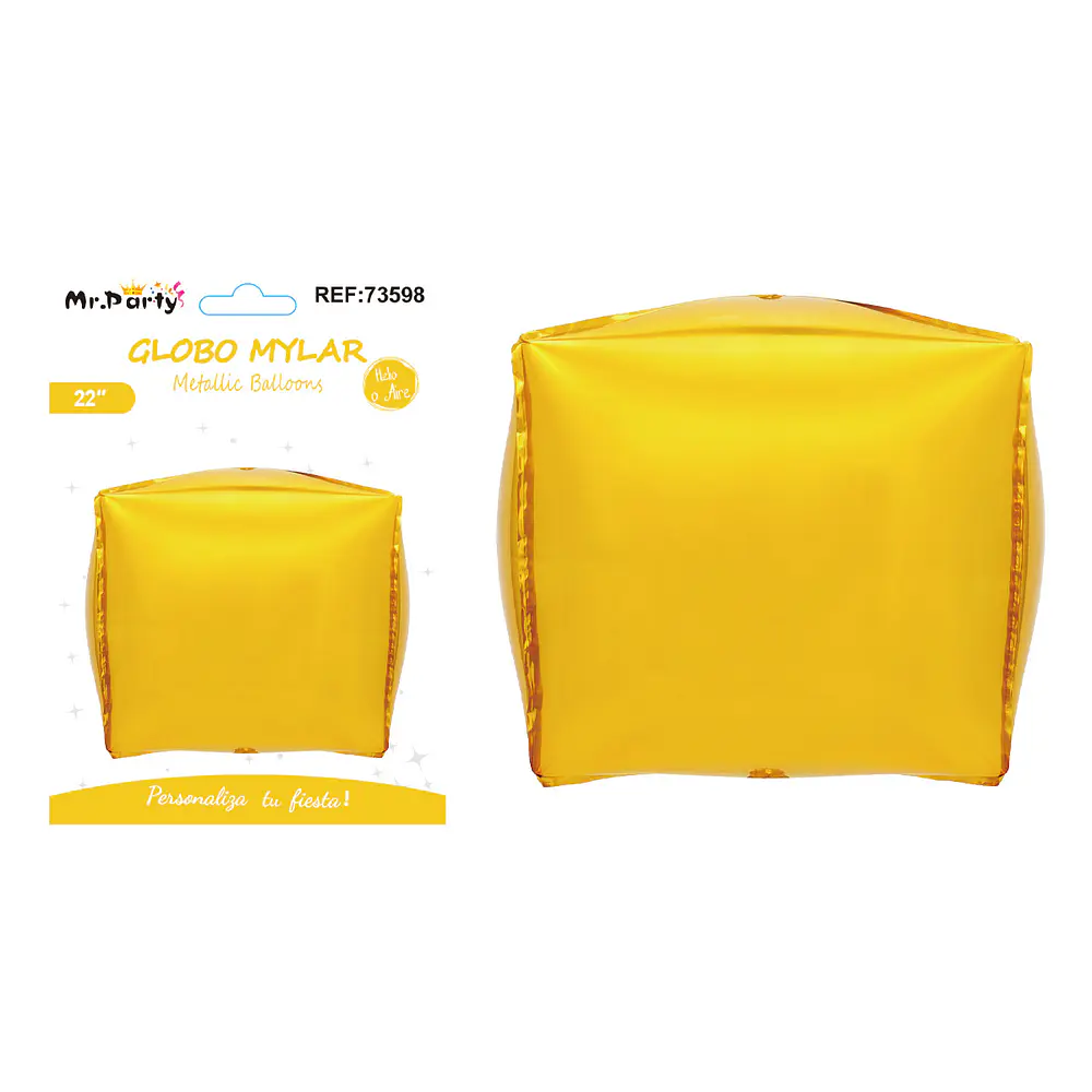 Globo metálico esfera 4D cuadrado dorado 22 pulgadas