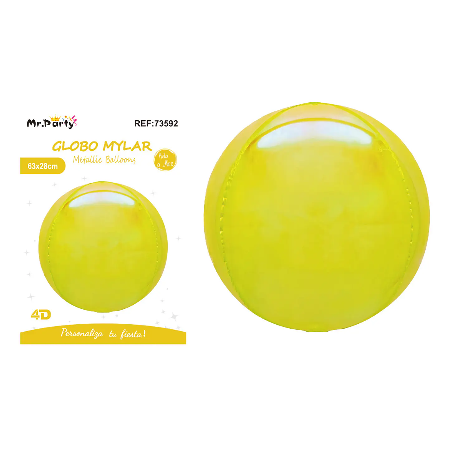Globo metálico esfera 4D amarillo 22 pulgadas 1