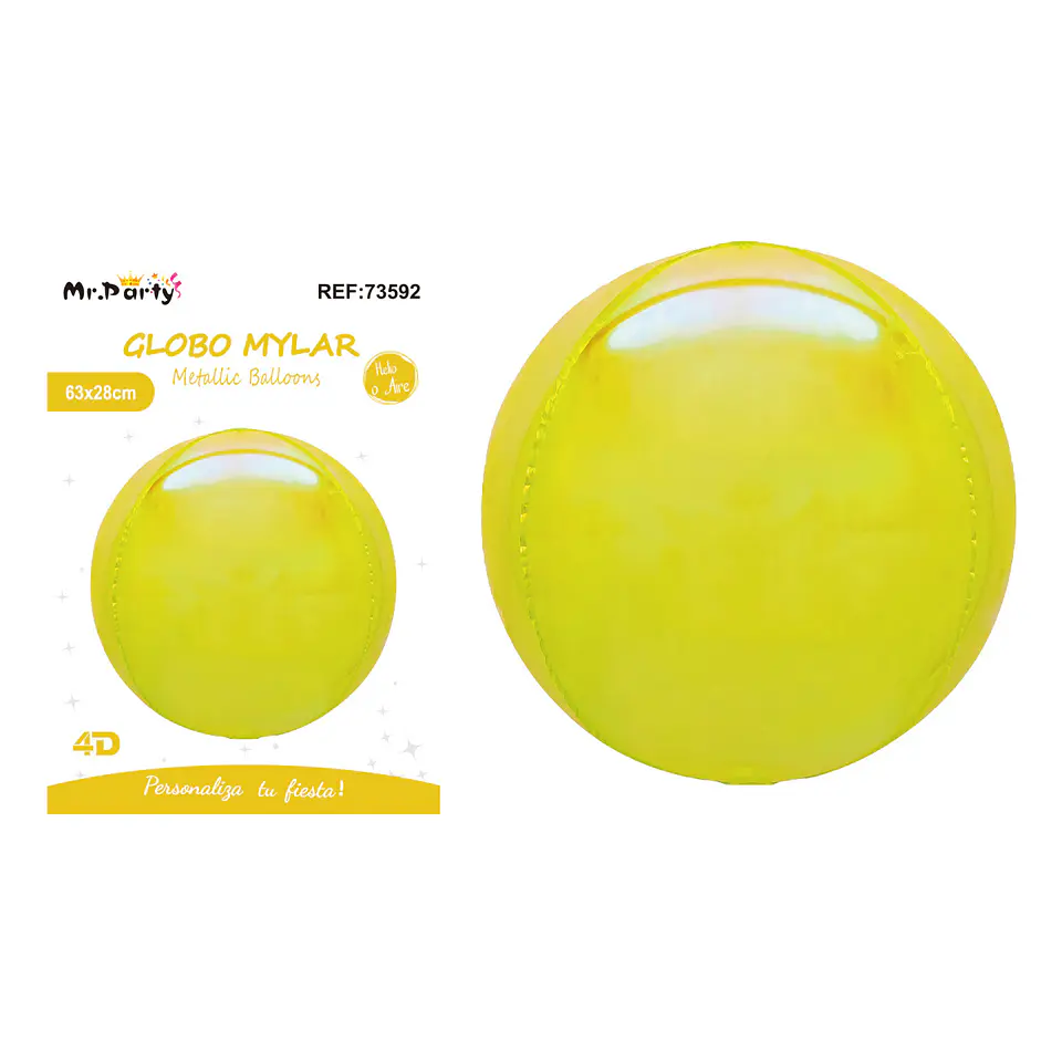 Globo metálico esfera 4D amarillo 22 pulgadas 1