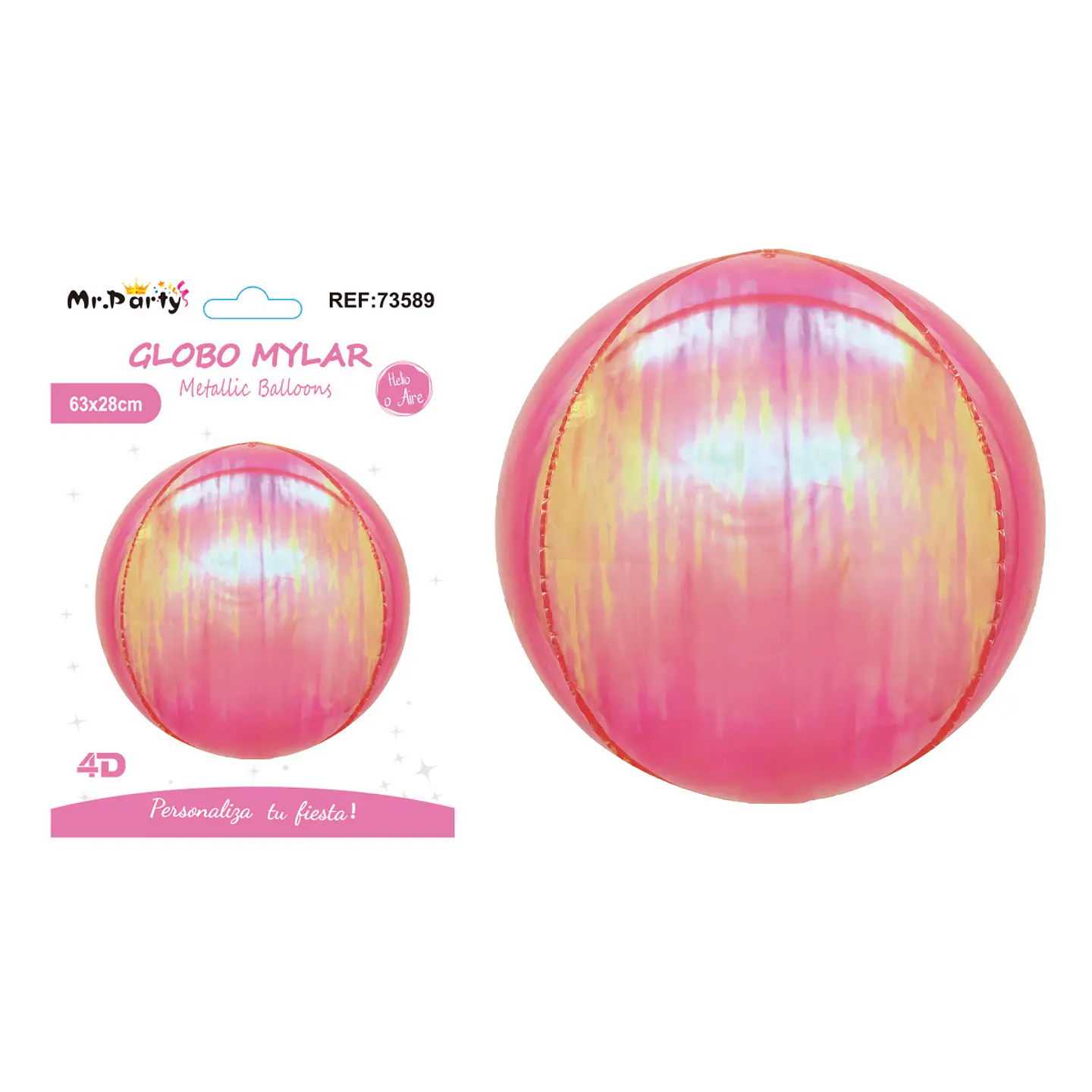Globo metálico esfera 4D rosa 22 pulgadas 1