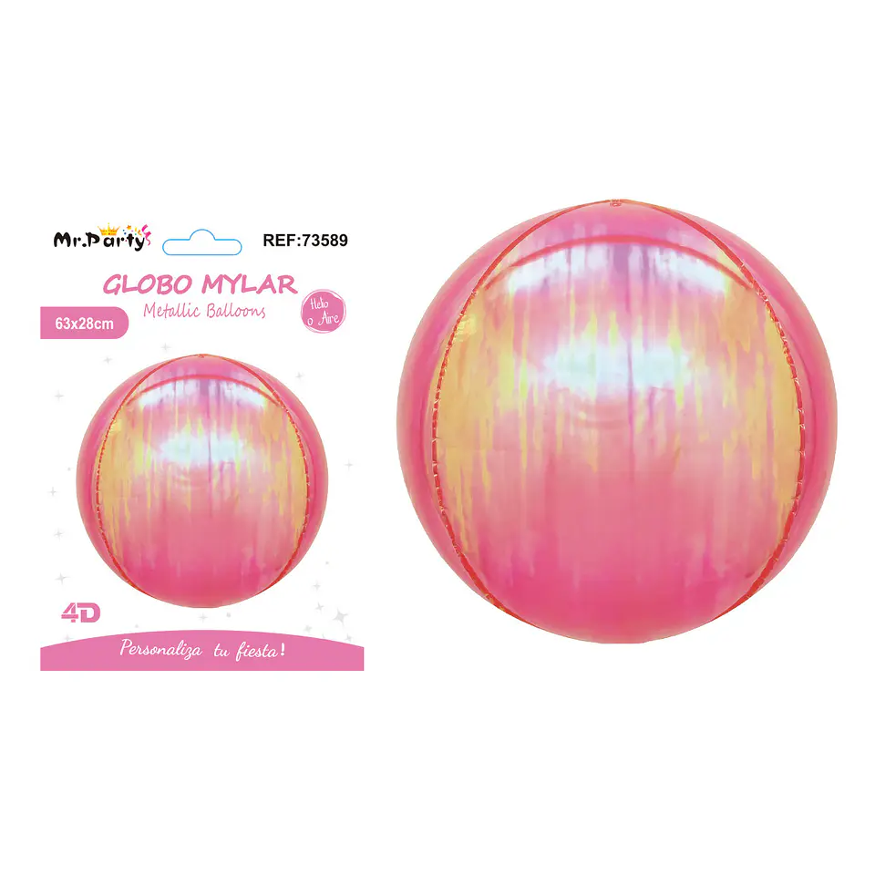 Globo metálico esfera 4D rosa 22 pulgadas 1