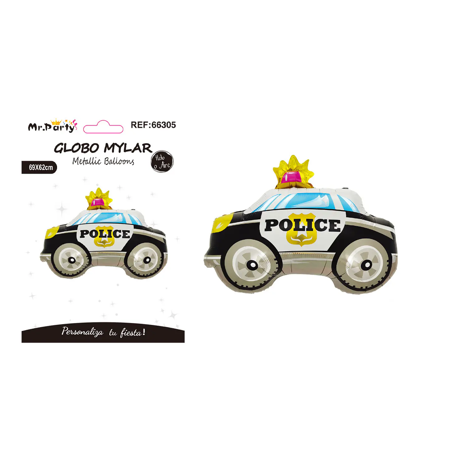Globo metálico auto policia 69*62cm 1