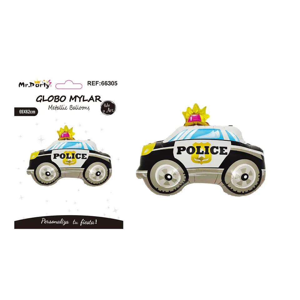 Globo metálico auto policia 69*62cm 1