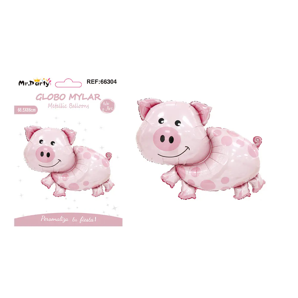 Globo metálico cerdito rosado 66.5*86cm