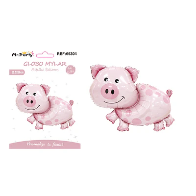 Globo metálico cerdito rosado 66.5*86cm