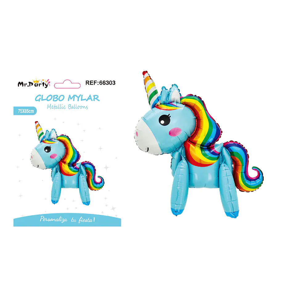 Globo metálico unicornio 3D azul 75*85cm 1