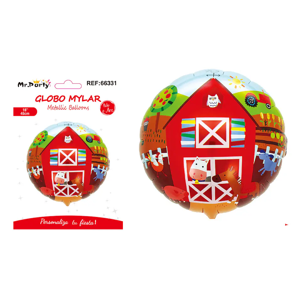 Globo metálico redondo granja 18 pulgadas 1