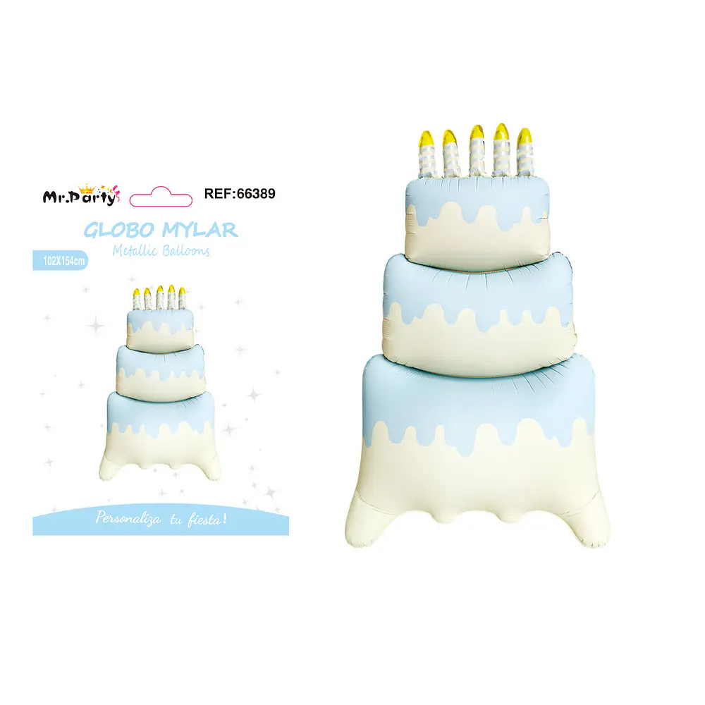 Globo metálico torta estilo INS azul inflado 88*38*120cm