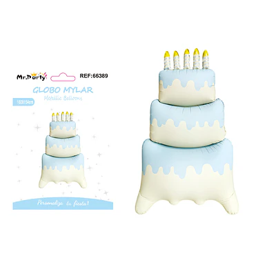 Globo metálico torta estilo INS azul inflado 88*38*120cm
