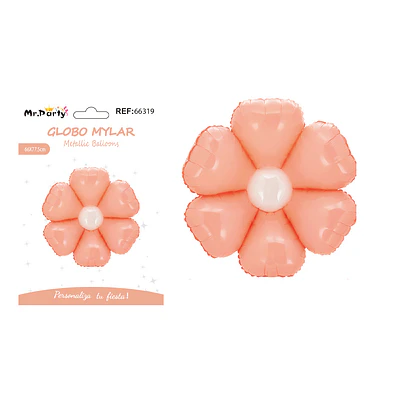 Globo metálico de margarita color macaron rosa 66x77.5cm