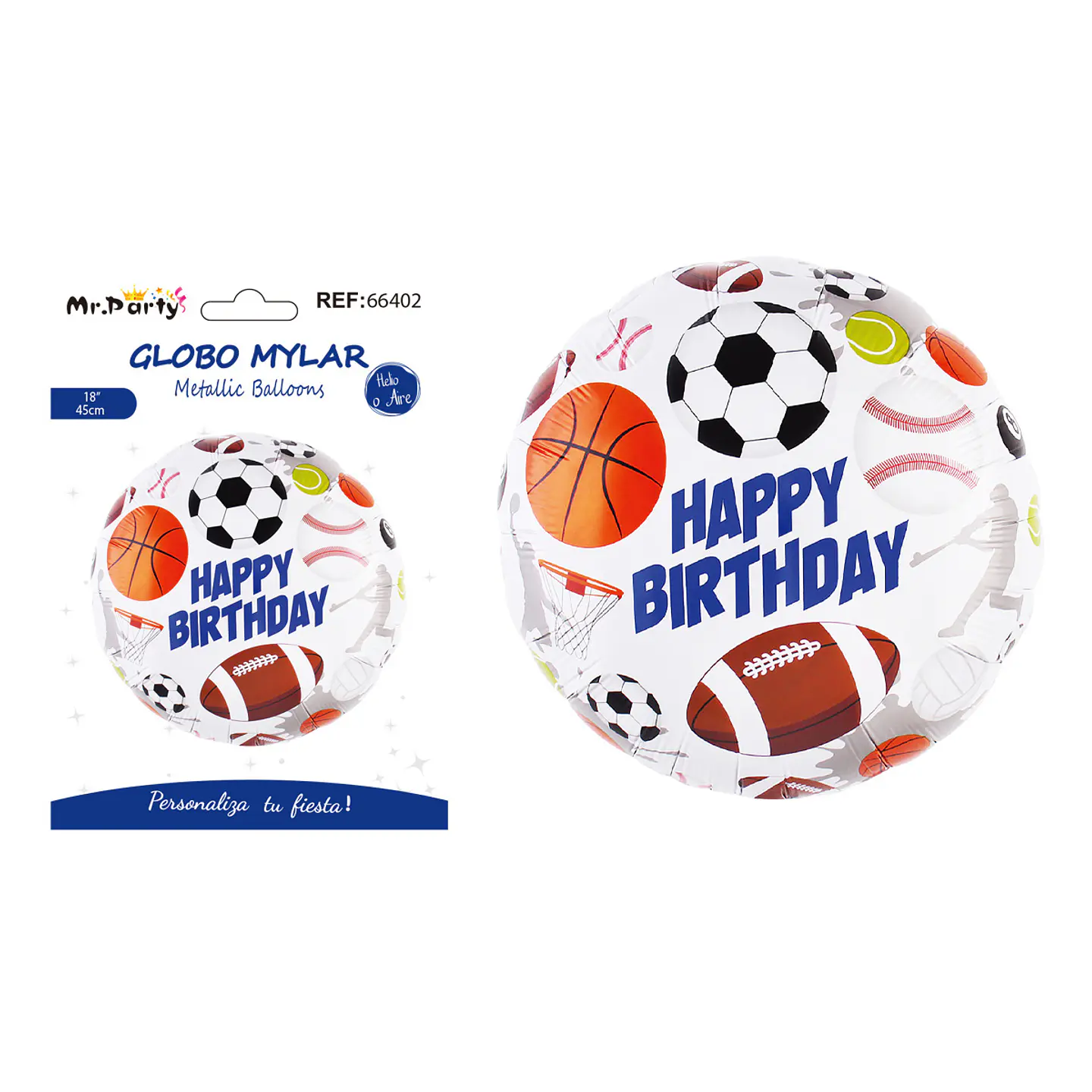 Globo metálico diseño balones deportivos 45cm   1