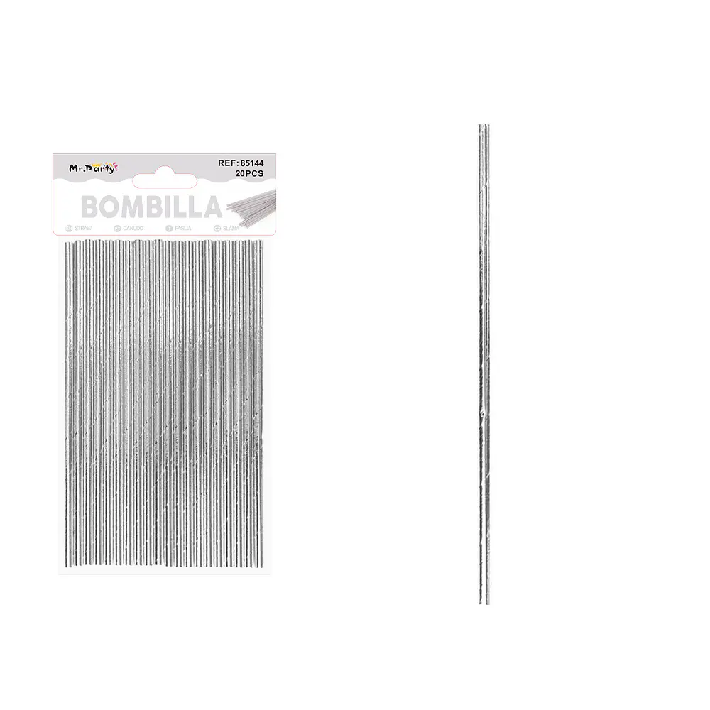 Bombillas de papel plateado 20pcs