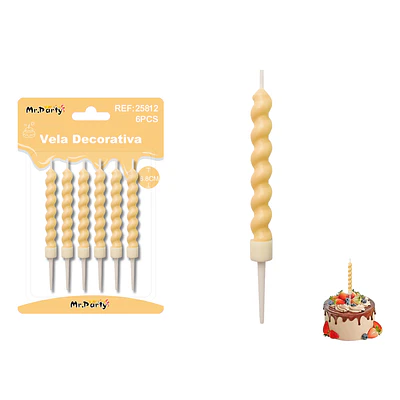 Velas espiraladas estilo macaron naranja 6.8cm 6pcs