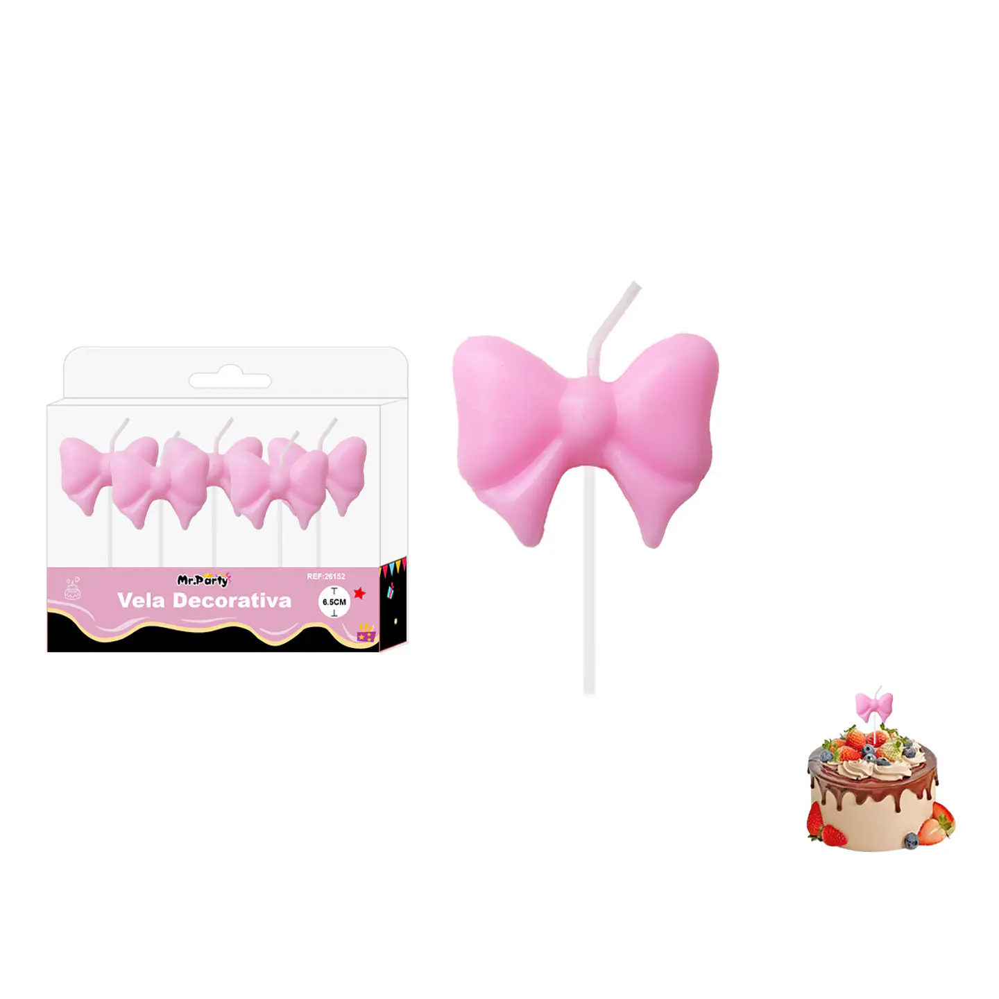 Velas de lazos rosados 6.5cm 5pcs 1