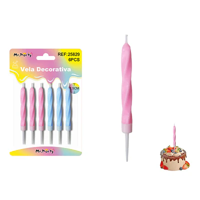 Velas espiraladas macaron surtidas 7.5cm 6pcs
