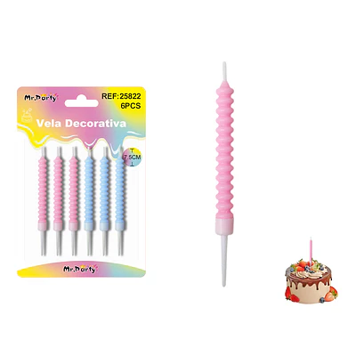 Velas espiraladas macaron surtidas 7.5cm 6pcs