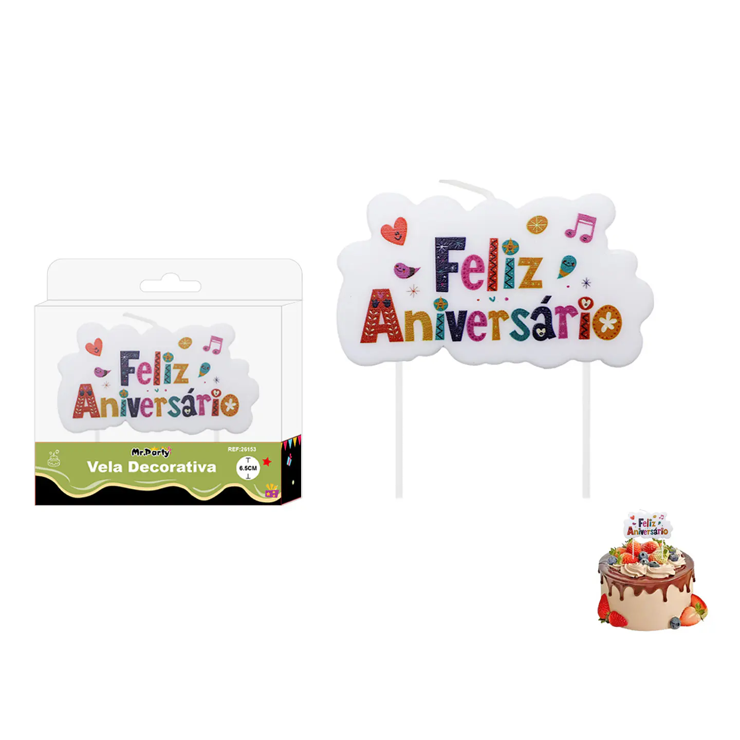 Velas de Feliz Aniversario 8*4.5cm 1