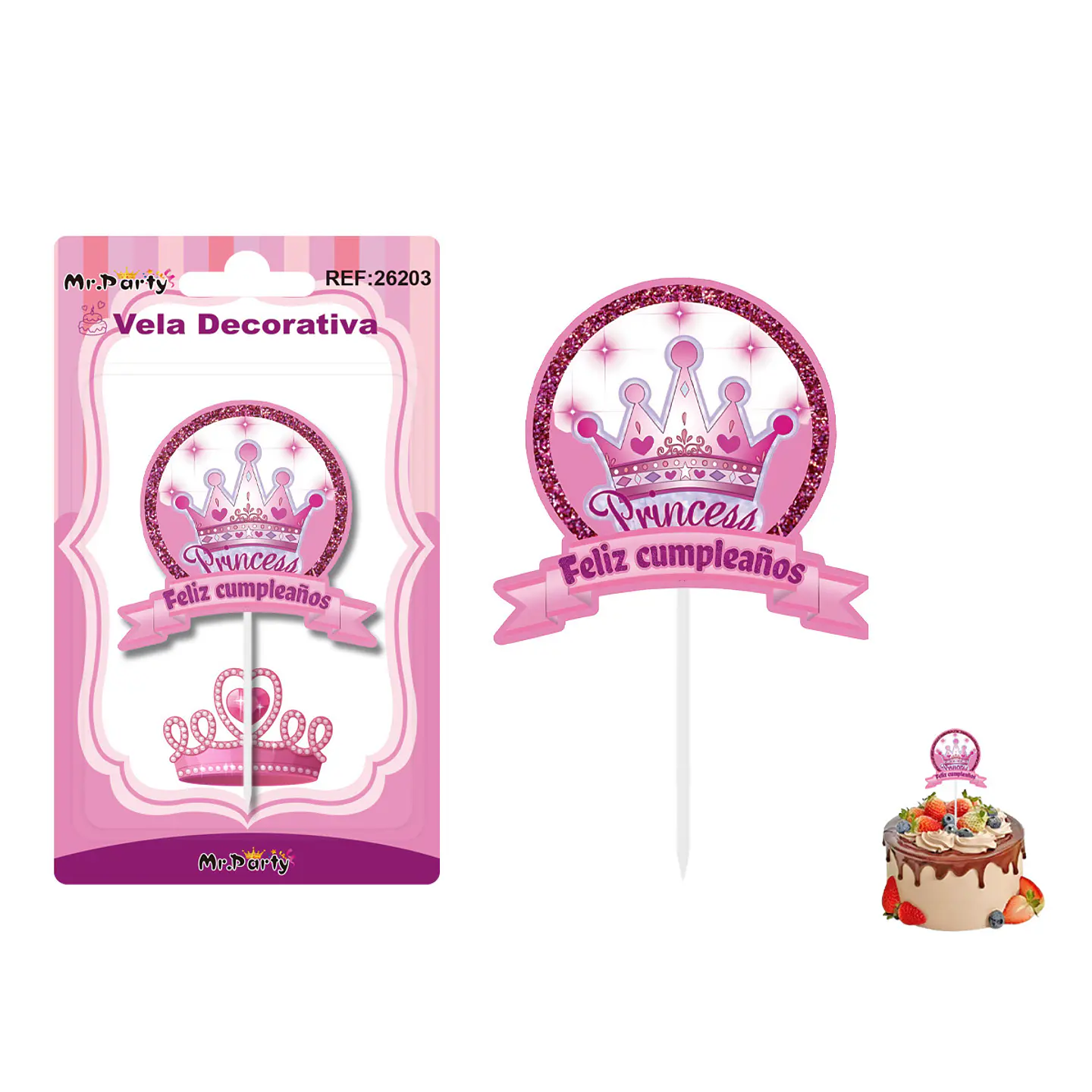 Vela decorativa de corona rosada 6.1*6cm 1