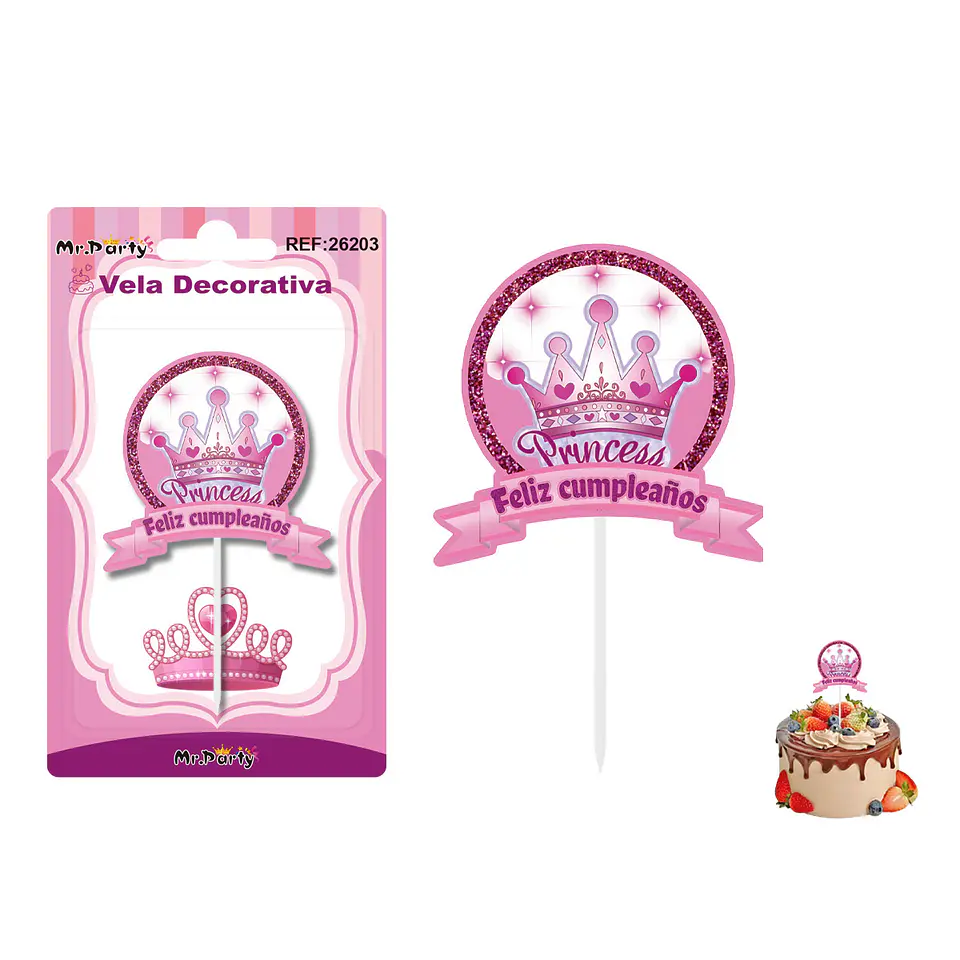 Vela decorativa de corona rosada 6.1*6cm 1