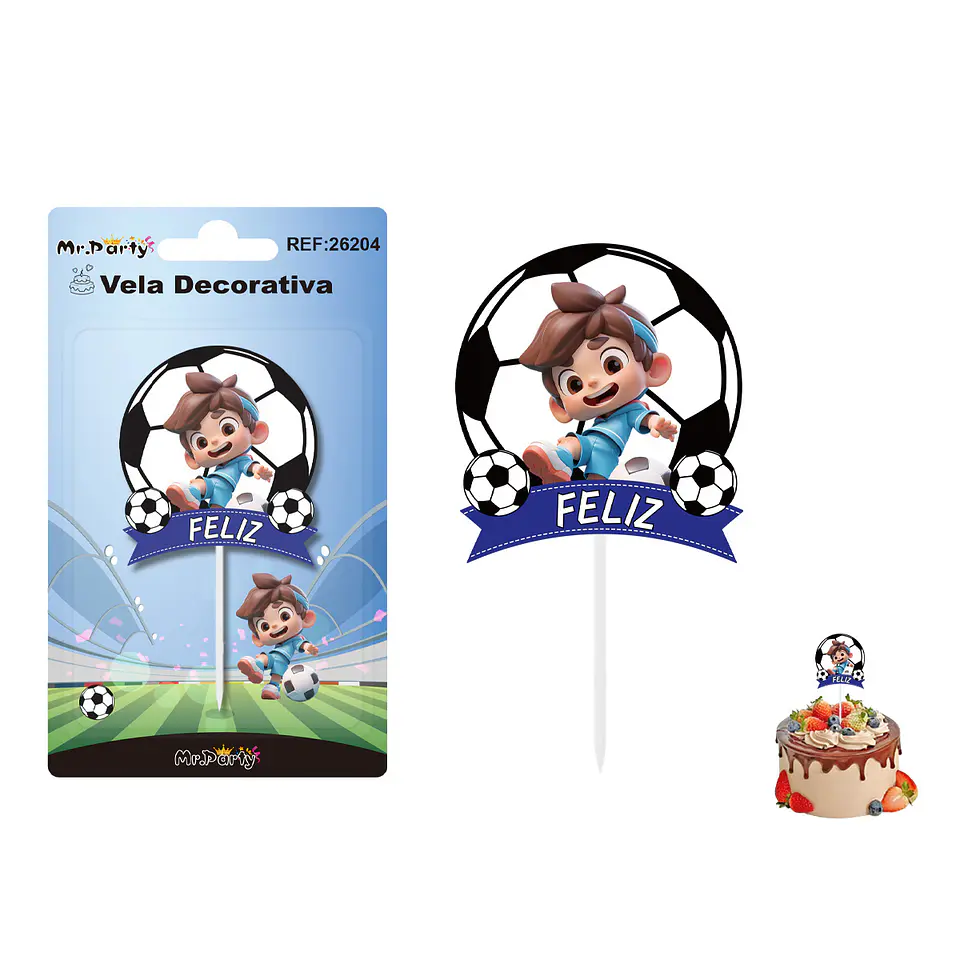 Vela decorativa de fútbol para niño 5.8*6.4cm 1