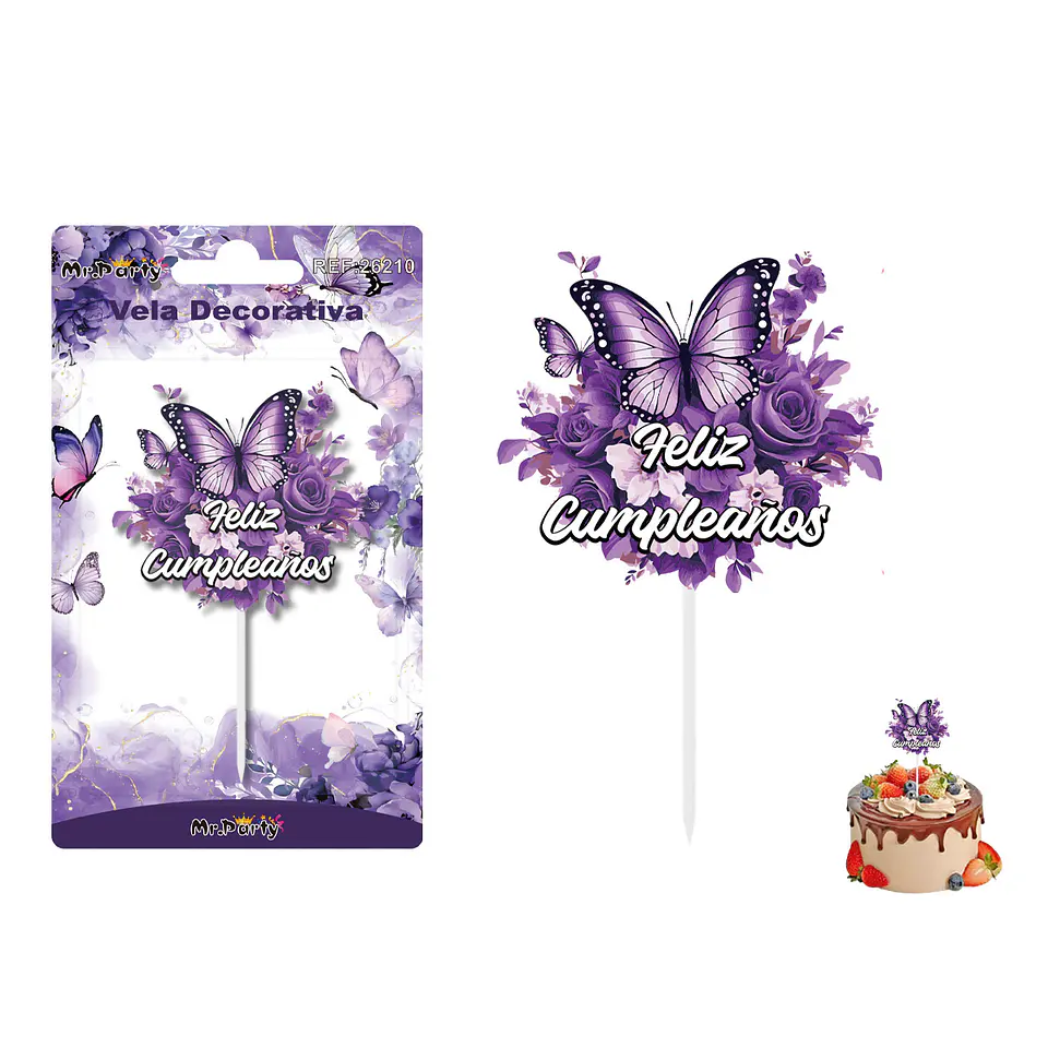 Vela decorativa de mariposa morada 6.5*5.8cm 1
