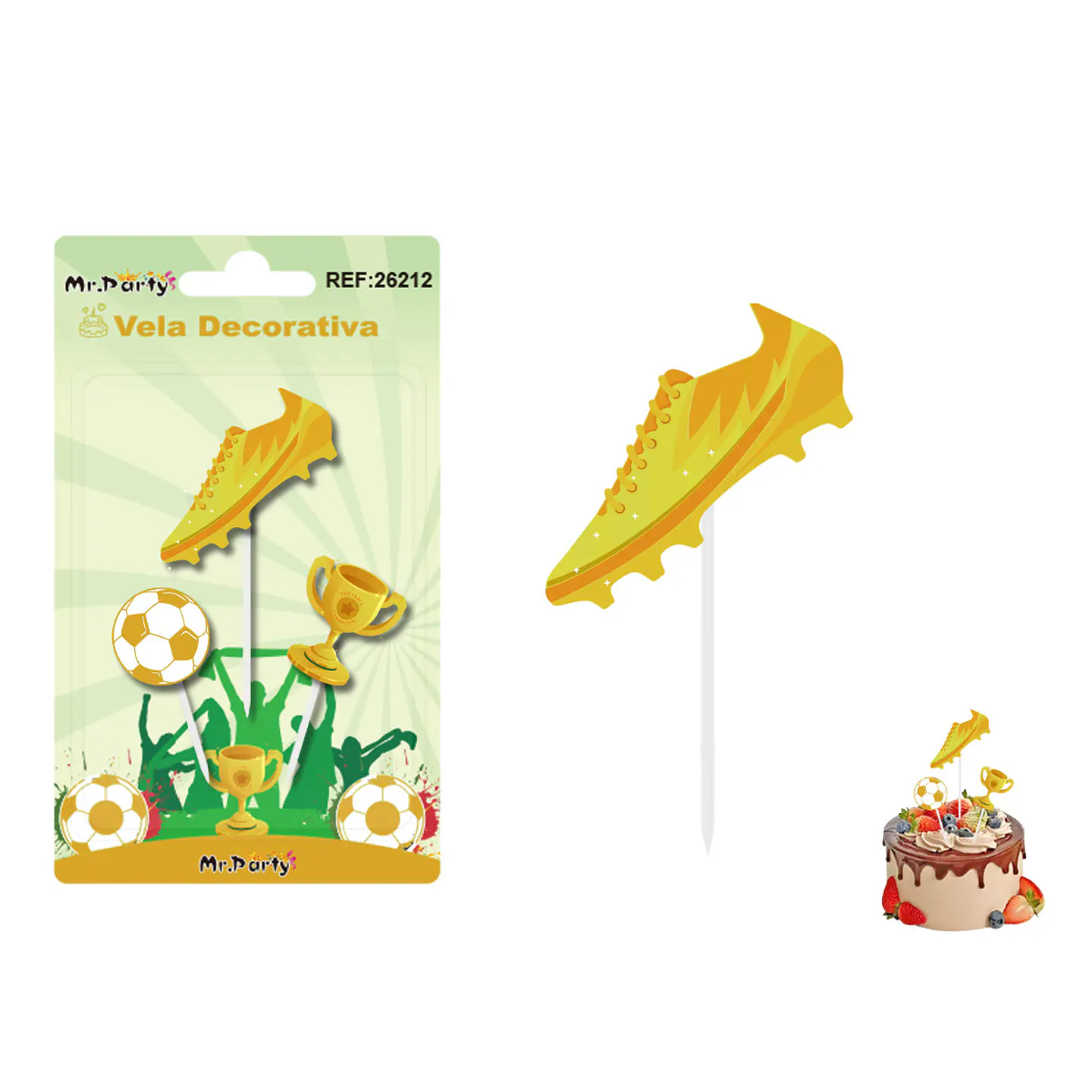Vela decorativa de fútbol y zapatilla 3.4*3.3cm 3pcs 1