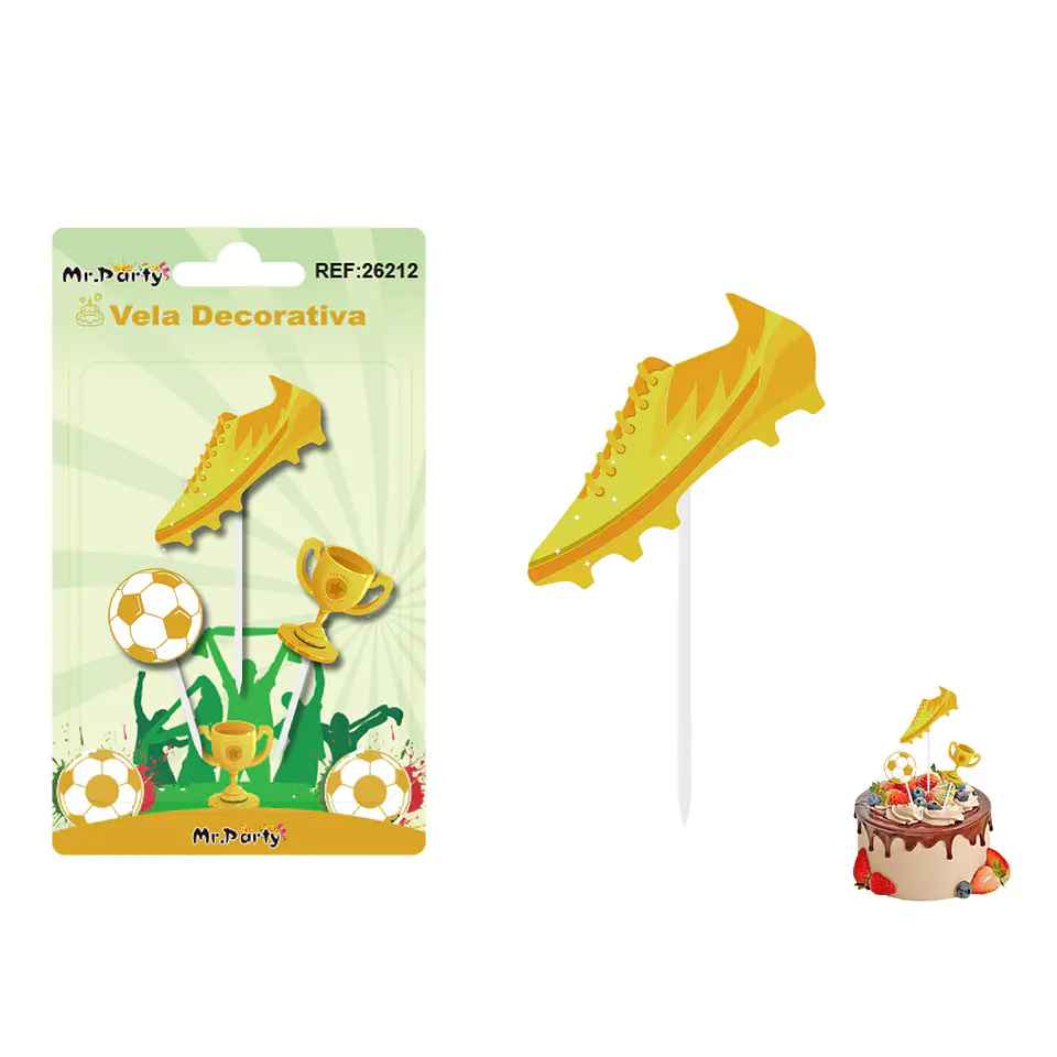 Vela decorativa de fútbol y zapatilla 3.4*3.3cm 3pcs 1