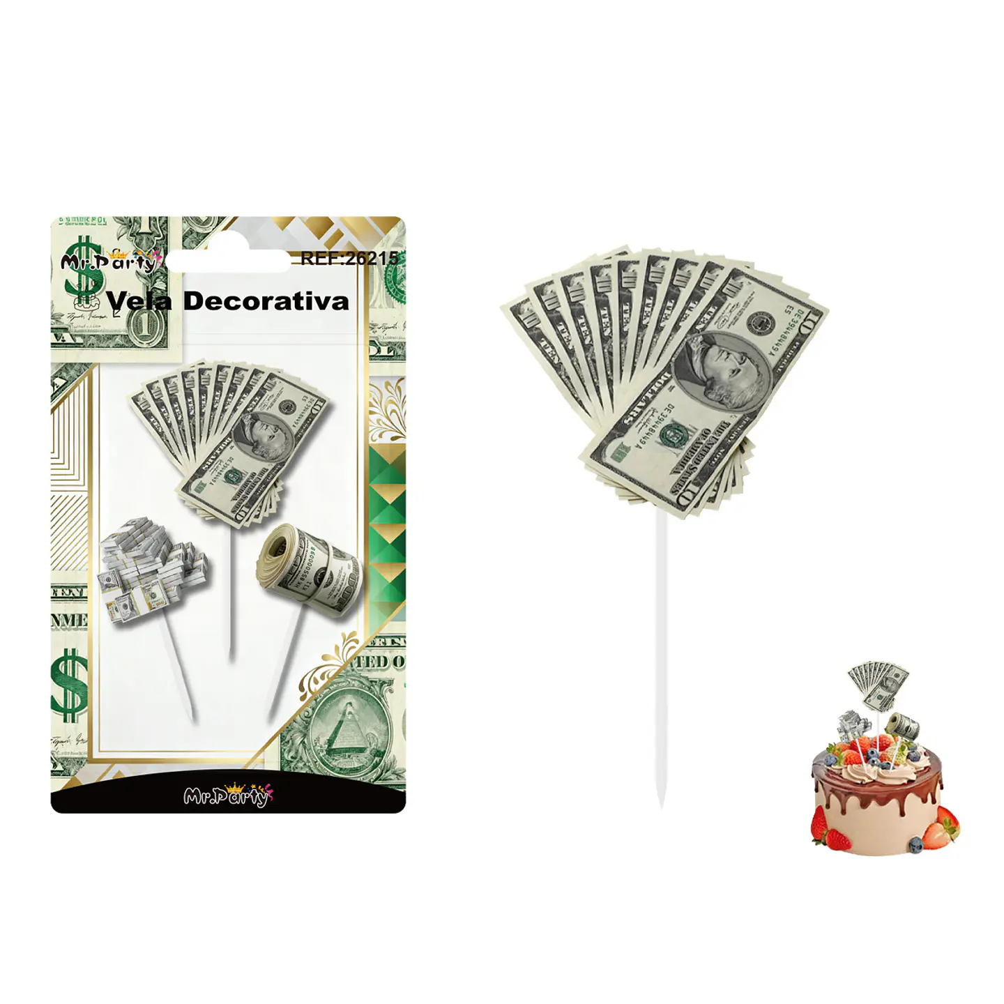 Vela decorativa de dólar 3.6*3cm 3pcs 1