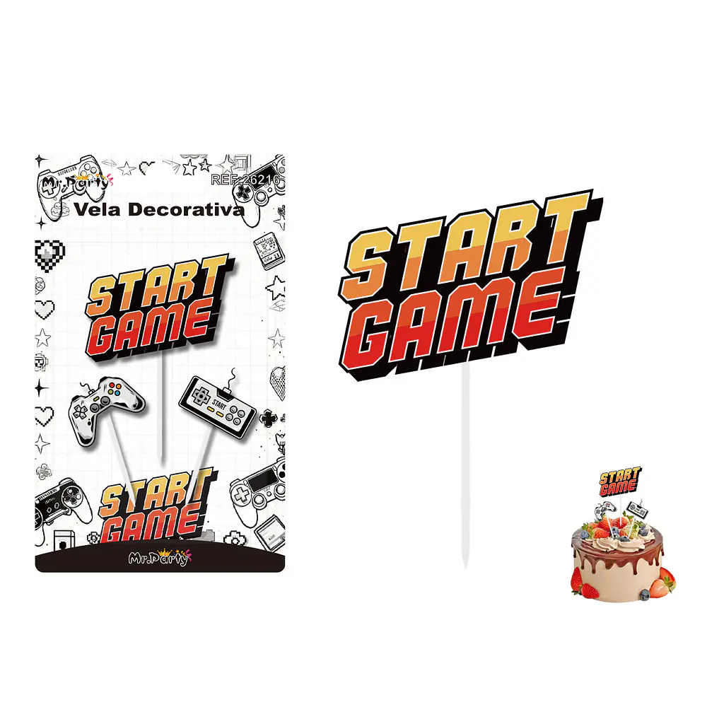 Vela decorativa de videojuego Start Game 3.5*2.5cm 3pcs