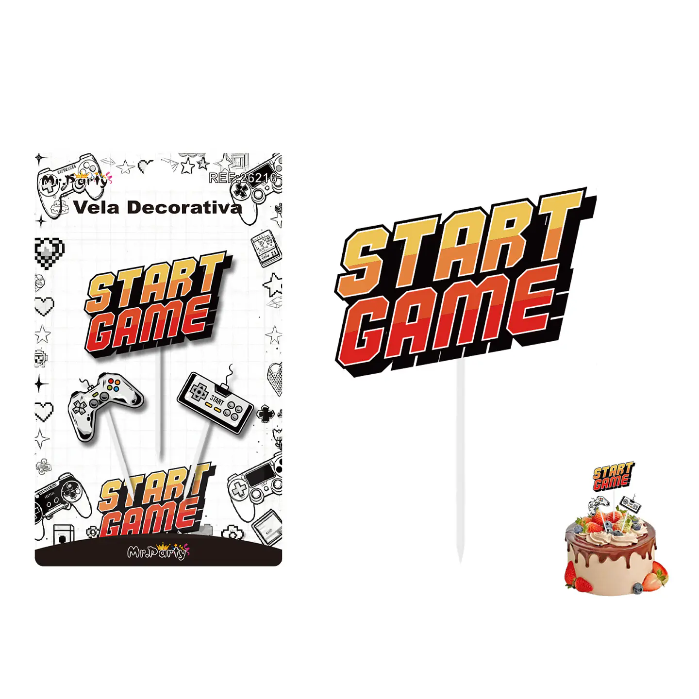 Vela decorativa de videojuego Start Game 3.5*2.5cm 3pcs 1