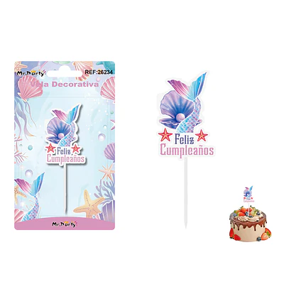 Vela decorativa de cola de sirena 4.1*6.4cm