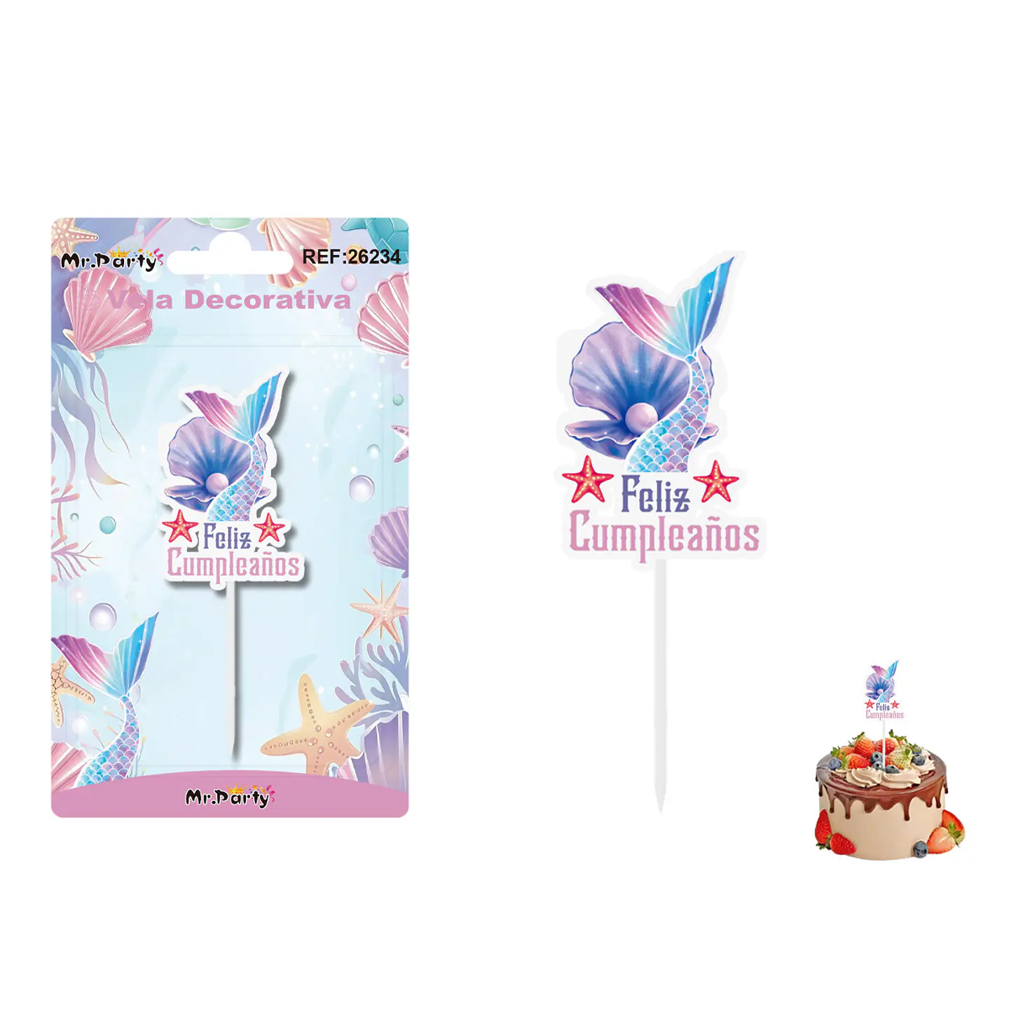 Vela decorativa de cola de sirena 4.1*6.4cm 1