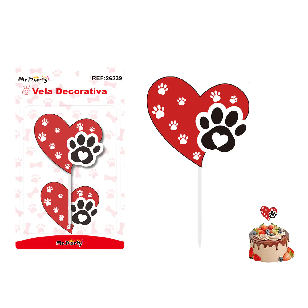 Vela decorativa de huella con corazón 6.1*5.4cm